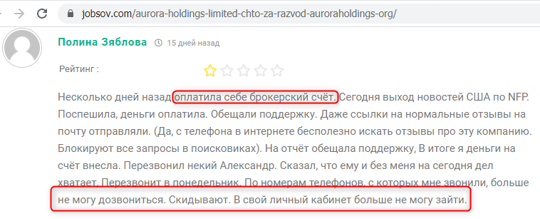 Aurora Holdings limited otzyvy trejderov