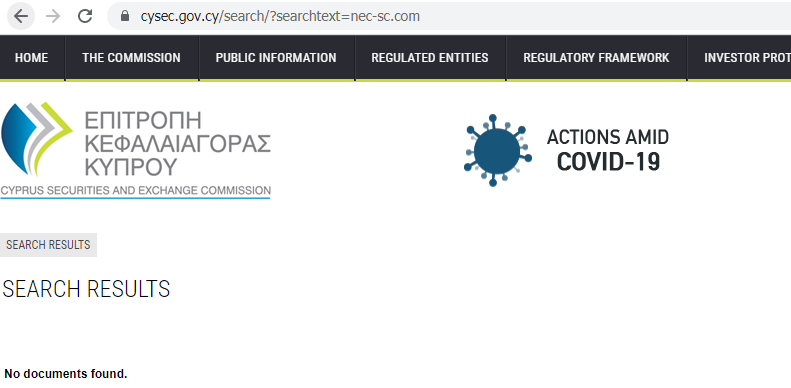 Nec-SC CySEC net licensii