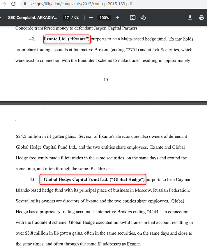 Exante Securities and Exchange Commission